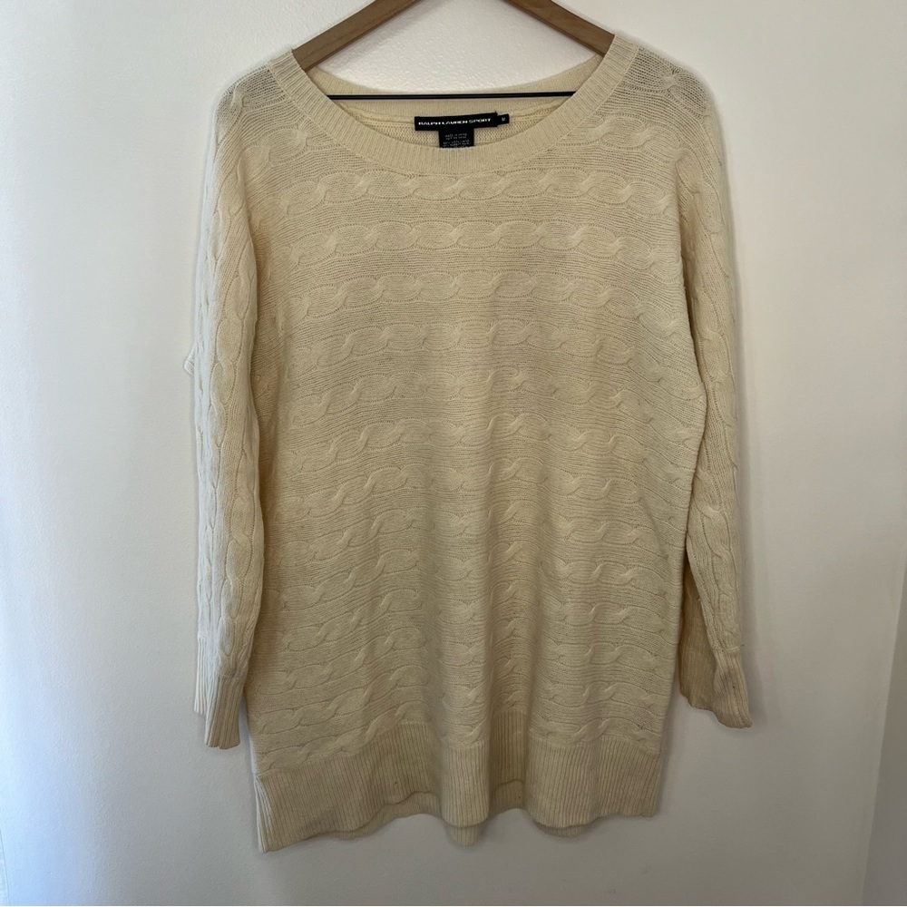Ralph Lauren Sport Wool Rabbit Hair Cable Knit Sweater Tunic Women's Size Medium